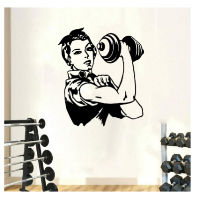 Spor Salonlarına Özel Retro Kadın Duvar Yazısı Cam Vitrin Sticker Yapıştırma