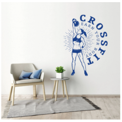 Spor Salonlarına Özel Crossfit Kadın  Duvar Yazısı Cam Vitrin Sticker Yapıştırma