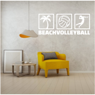 Spor Salonlarına Özel Beach Volleyball  Duvar Yazısı Cam Vitrin Sticker Yapıştırma