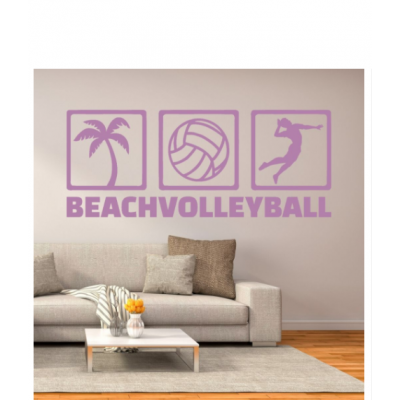 Spor Salonlarına Özel Beach Volleyball  Duvar Yazısı Cam Vitrin Sticker Yapıştırma