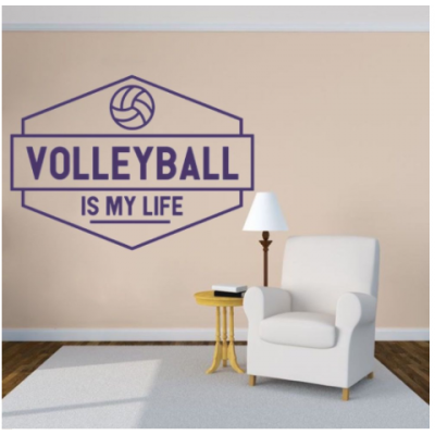 Spor Salonlarına Özel Volleyball  İs My Life Duvar Yazısı Cam Vitrin Sticker Yapıştırma