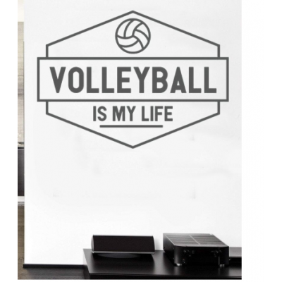 Spor Salonlarına Özel Volleyball  İs My Life Duvar Yazısı Cam Vitrin Sticker Yapıştırma
