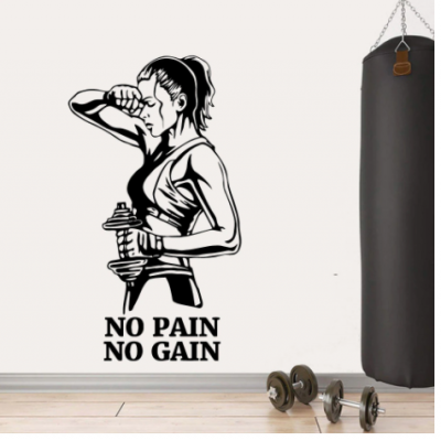 No Pain No Gain Yazısı Spor Salonu Duvar Stickerı