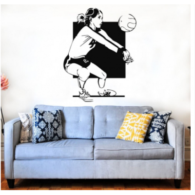 Spor Salonlarına Özel Kadın Volleyball  Yazısı Cam Vitrin Sticker Yapıştırma