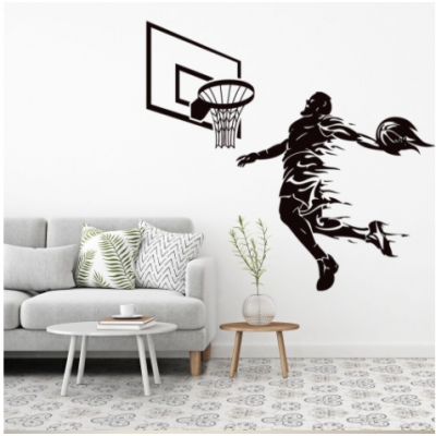 Spor Salonlarına Özel Erkek Basketbolcu Yazısı Cam Vitrin Sticker Yapıştırma