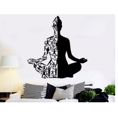 Spor Salonlarına Özel  Yoga Sanat Meditasyon Yazısı Cam Vitrin Sticker Yapıştırma