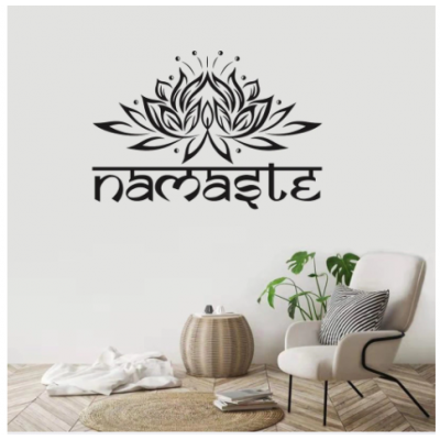 Spor Salonlarına Özel Hint Namaste Yazısı Cam Vitrin Sticker Yapıştırma