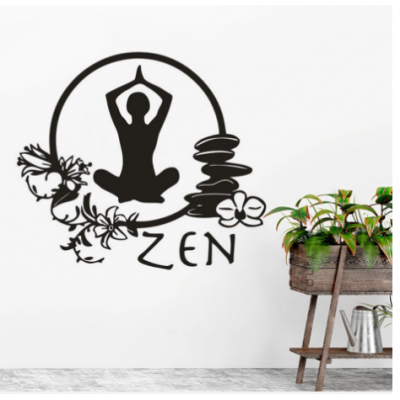 Spor Salonlarına Özel Daire Zen Yoga Yazısı Cam Vitrin Sticker Yapıştırma