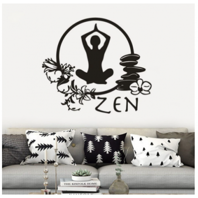 Spor Salonlarına Özel Daire Zen Yoga Yazısı Cam Vitrin Sticker Yapıştırma