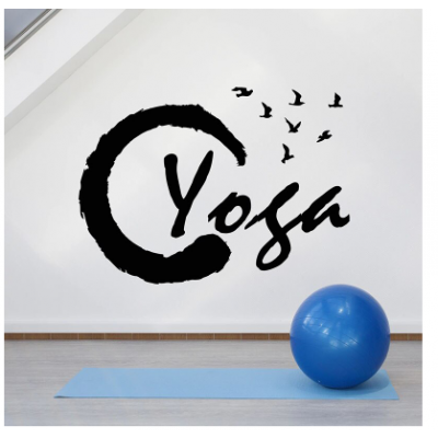 Spor Salonlarına Özel Daire Yoga Yazısı Cam Vitrin Sticker Yapıştırma
