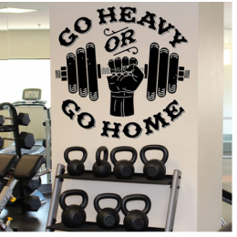 Go Heavy or Go Home Yazısı Spor Salonu Duvar Stickerı