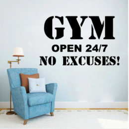 GYM OPEN 24/7 Yazısı Spor Salonu Duvar Stickerı