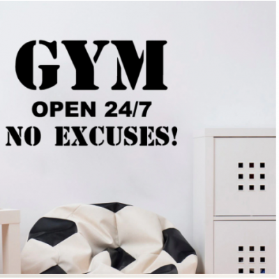 GYM OPEN 24/7 Yazısı Spor Salonu Duvar Stickerı