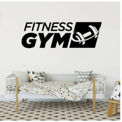 FITNESS GYM  Yazısı Spor Salonu Duvar Stickerı