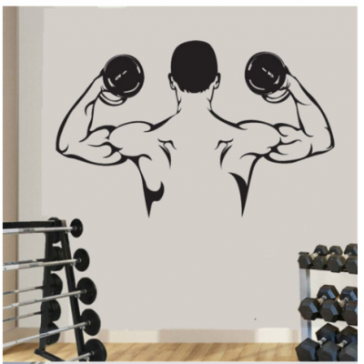 Dambıl Kaslı Erkek  Yazısı Spor Salonu Duvar Stickerı