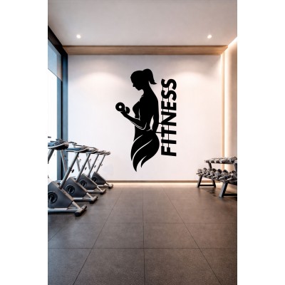 Kadın Sporcu Duvar Sticker – Fitness Gym Dekorasyonu - Spor Salonu Sticker Çıkartma