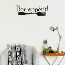 Yaratıcı fransız Bon appetit duvar çıkartmaları çatal desen restoran vinil ev dekorasyon çıkarılabilir mutfak sticker duvar çıkartmaları