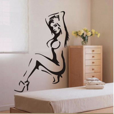 Seksi Kadın Duvar Yazısı Cam Vitrin Sticker Yapıştırma