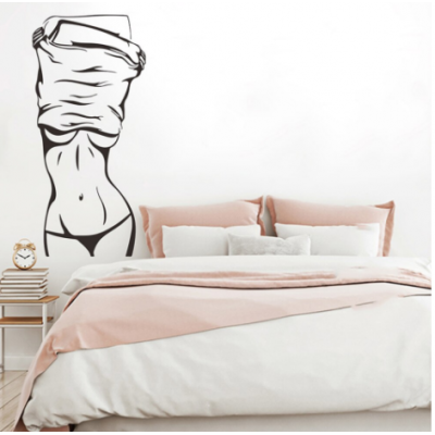 Soyunan  Seksi Kadın Duvar Yazısı Cam Vitrin Sticker Yapıştırma