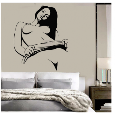 Seksi Göğüsleri Çıplak Kadın Duvar Yazısı Cam Vitrin Sticker Yapıştırma