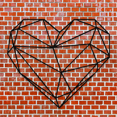  Poligonik Şeklinde Kalp My Heart Saç Metal Dekoratif İç Mekan Tasarım ve Süslemeleri 50x45 cm