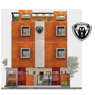 Yırtıcı Ayı Deseni Metal veya Kompozit Dekoratif Cephe Süslemeleri 50x46 cm