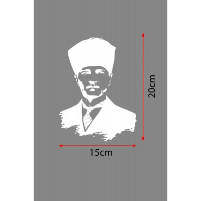 Atatürk Silüet Sticker Araba Sticker Oto Sticker 20x15 Cm