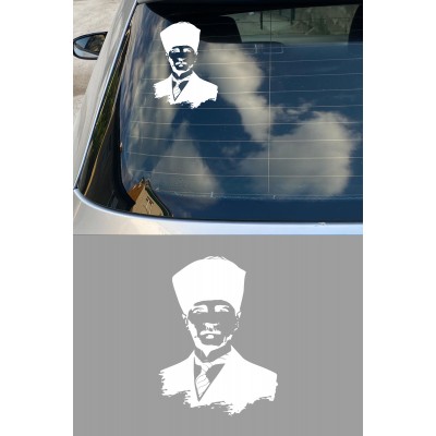 Atatürk Silüet Sticker Araba Sticker Oto Sticker 20x15 Cm