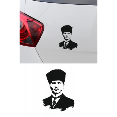 Atatürk Silüet Sticker Araba Sticker Oto Sticker 20x15 Cm
