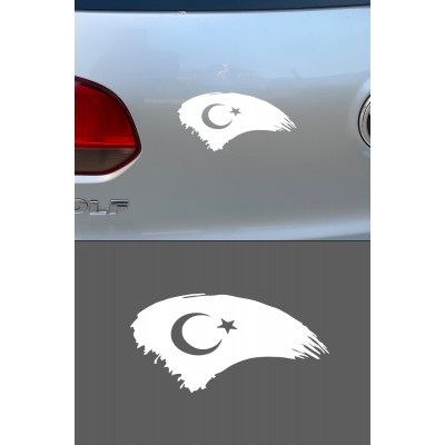 Türk Bayrağı Oto Kapı Cam Kaput Sticker - Oto Sticker - Araba Sticker - 20cm