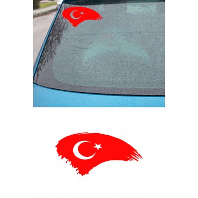 Türk Bayrağı Oto Kapı Cam Kaput Sticker - Oto Sticker - Araba Sticker - 20cm