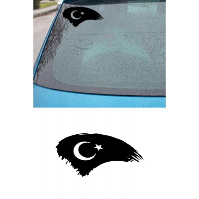Türk Bayrağı Oto Kapı Cam Kaput Sticker - Oto Sticker - Araba Sticker - 20cm