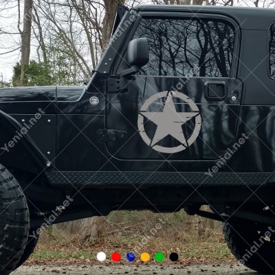 Askeri Yıldız Army Star Off Road Jeep Sticker Çıkartma Araba Sticker, Oto Sticker, Araba Çıkartmaları, Jeep için Aksesuarlar, 4X4 Sticker, Laptop ve Duvar için