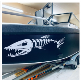 Kişiye ve Tekneye Özel  Balık Kemik  Yazısı İsim Sticker 