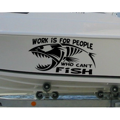 Kişiye ve Tekneye Özel WORK FISH Yazısı İsim Sticker 115x50cm