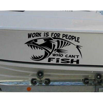 Kişiye ve Tekneye Özel WORK FISH Yazısı İsim Sticker 