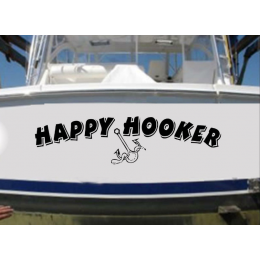 Kişiye ve Tekneye Özel Happy Hooker  Yazısı İsim Sticker 115x50cm