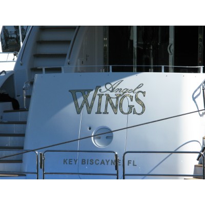 Kişiye ve Tekneye Özel Angel Wings  Yazısı İsim Sticker 