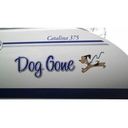 Kişiye ve Tekneye Özel Dog Gone Yazısı İsim Sticker 115x50cm