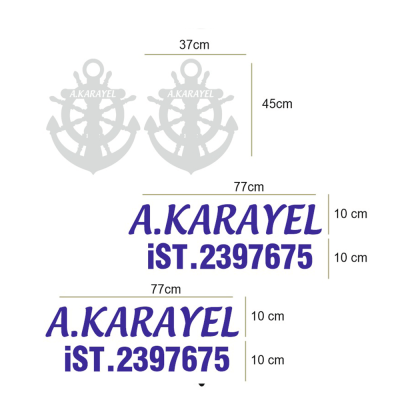 Kişiye Özel A.Karayel Yazısı ve Deniz Çapası Sticker Yapıştırma