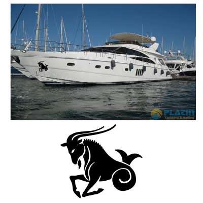 Kişiye Tekneye Yatlara Özel Oğlak Burcu Logo Yazısı Sticker Yapıştırma 