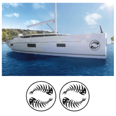 Kişiye Tekneye Yatlara Özel Ying Yang Pirana Balığı Logo Yazısı Sticker Yapıştırma 