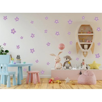 25 Adet Çiçekler Çıkartması, Duvar Sticker