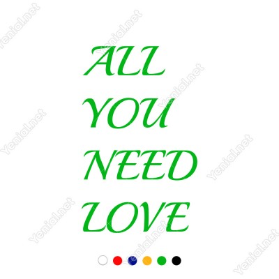El Yazısı All You Need Love Duvar Yazısı Sticker 60x37cm