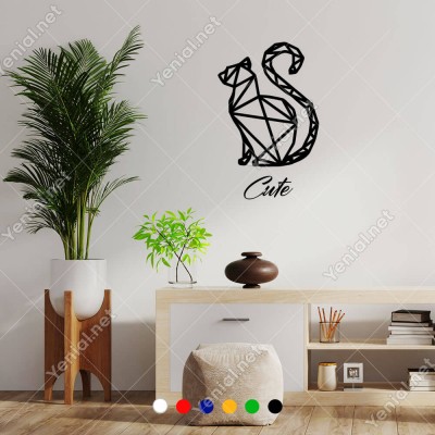 El Yazısı İle Yazılmış Cute Yazısı ve Kedi Sticker 60x33cm