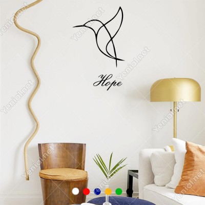 El Yazısı İle Yazılmış Hope Yazısı ve Kuş Sticker 60x37cm