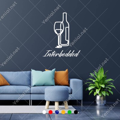 El Yazısı İle Yazılmış Interbedded Yazısı ve Şişe Bardak Sticker 60x53cm