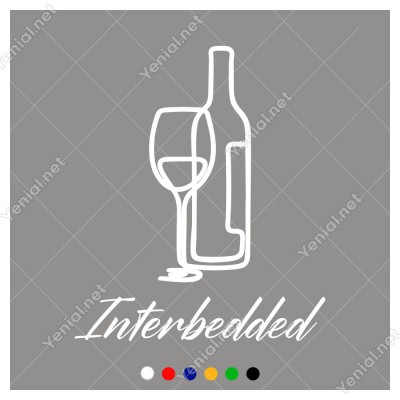 El Yazısı İle Yazılmış Interbedded Yazısı ve Şişe Bardak Sticker 60x53cm