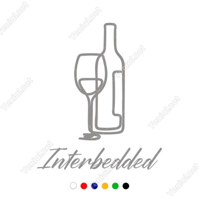 El Yazısı İle Yazılmış Interbedded Yazısı ve Şişe Bardak Sticker 60x53cm