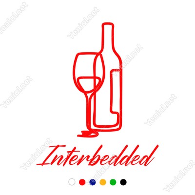 El Yazısı İle Yazılmış Interbedded Yazısı ve Şişe Bardak Sticker 60x53cm